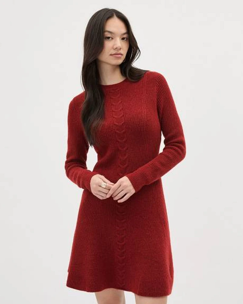 Long-Sleeve Crew-Neck Mini Dress