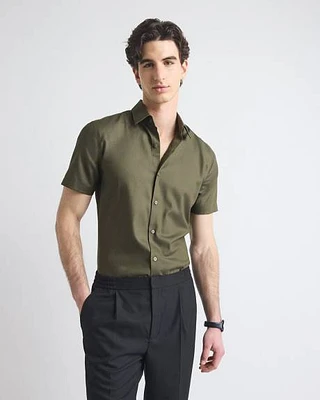 Chemise Habillée Style Tricot à Coupe Étroite Manches Courtes
