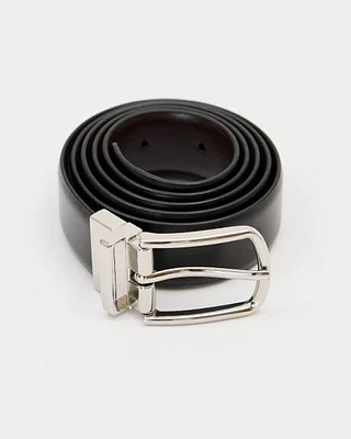 Ceinture Réversible en Cuir Noir et Brun