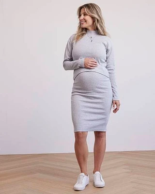 Light Grey Ribbed Sleeveless Dress and Long-Sleeve Top