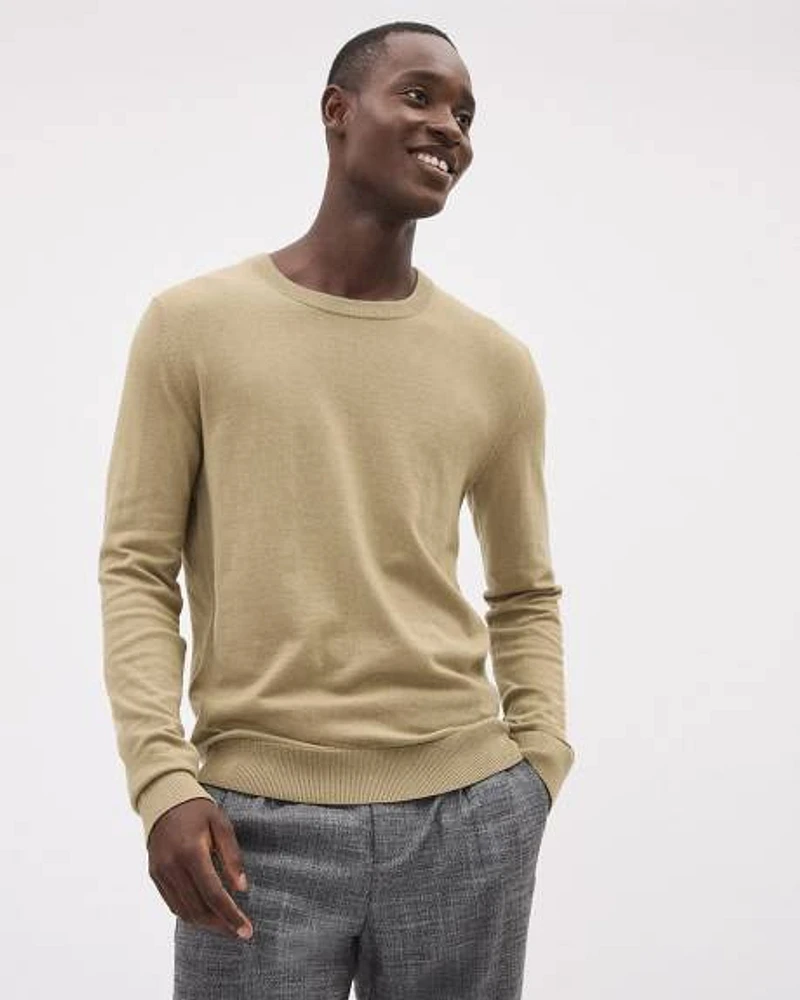 Solid Long-Sleeve Crew-Neck Sweater