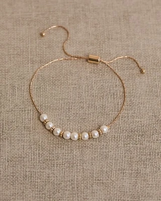 Adjustable Bracelet with Row of Pearls