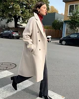 Double-Breasted Long Wool Coat