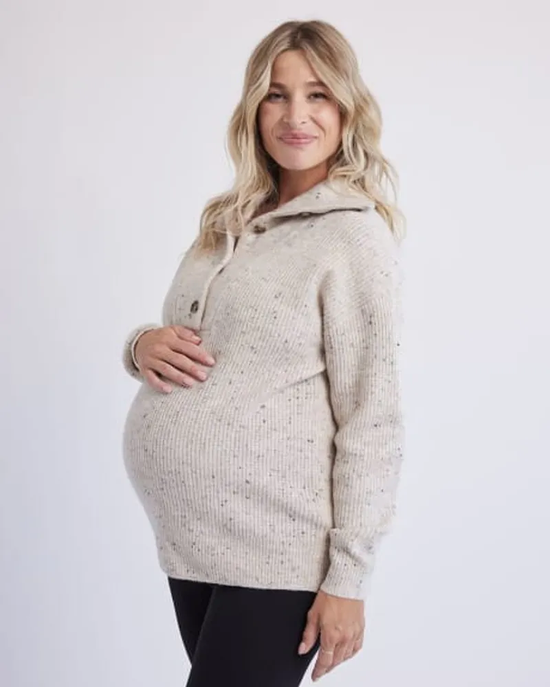 RW&CO. - High-Neck with Buttons Nursing Pullover Thyme Maternity