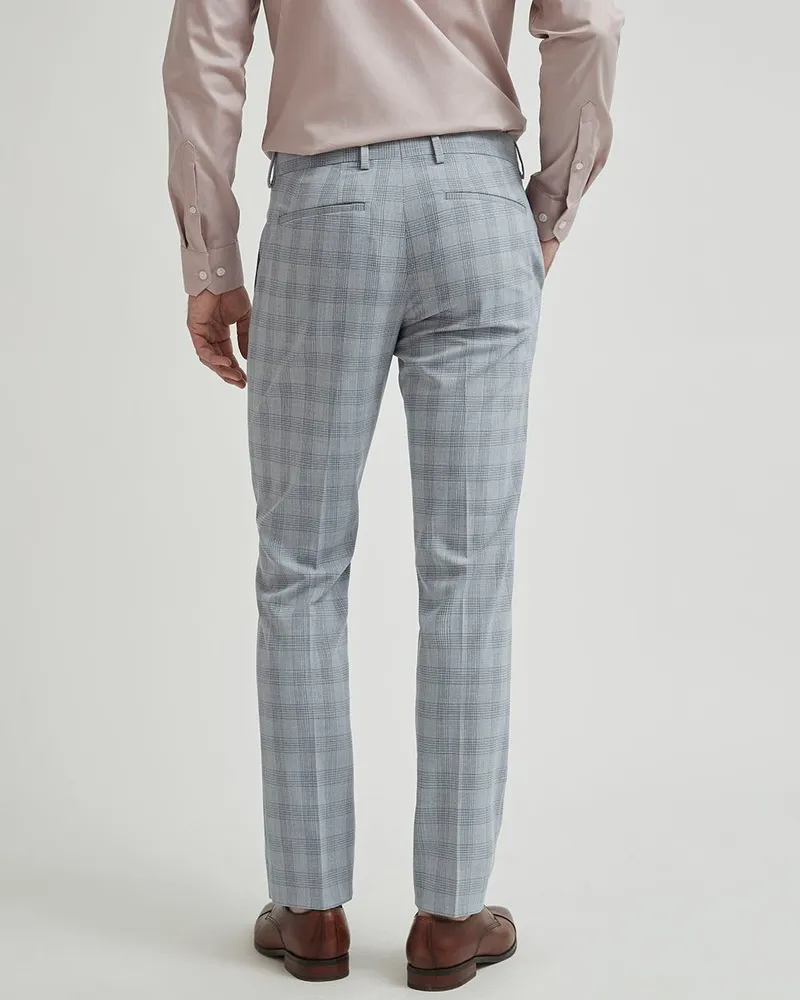 Blue Check Skinny Suit Trousers  New Look