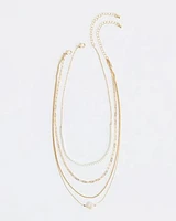 Multi-Chain Necklace with Pearls