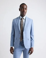 Slim-Fit Sky Blue Windowpane Suit Blazer