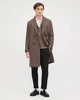 Classic Double-Breasted Herringbone Wool Coat