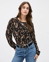 Long-Puffy-Sleeve Top with Buttons at Shoulder