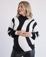 RW&CO. - Black Long-Sleeve Sweater Dress with Crew Neckline Thyme Maternity