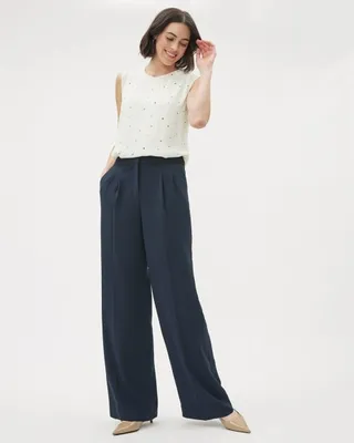 High-Rise Wide-Leg Pant with Elastic Sides