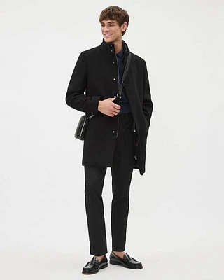 Classic Solid Mock-Neck Wool Coat with Dickey