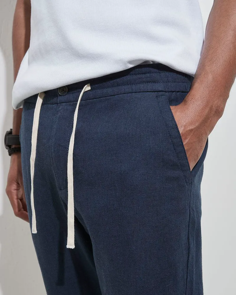 Casual Linen Pant with Drawstring - 31.5