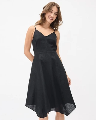Sleeveless V-Neck Midi Linen Dress