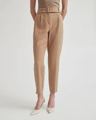 High-Rise Tapered Ankle Leg Pant With Belt - 28"