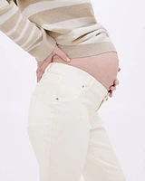 Cream Straight-Leg Ankle Jeans