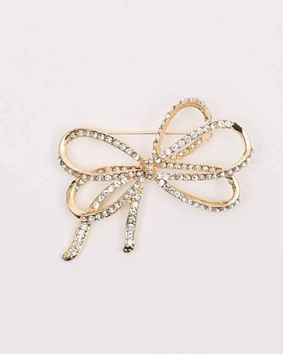 Broche en forme de ruban avec strass