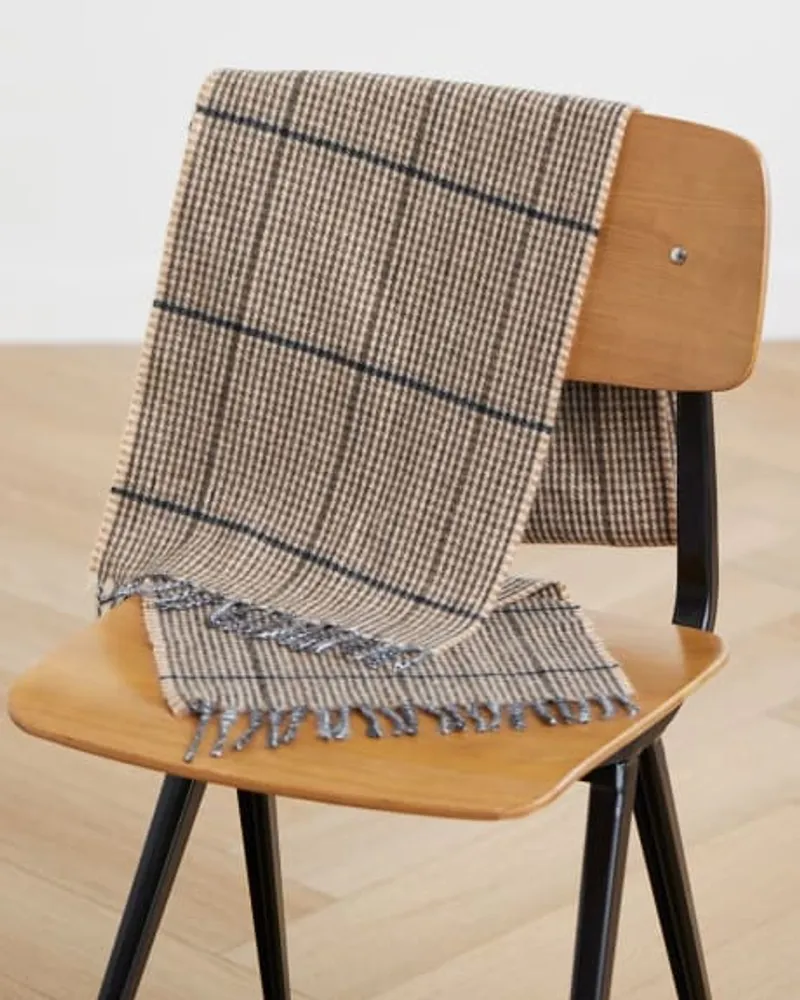 Plaid Blanket Scarf with Fringes