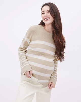 Long-Flare-Sleeve Boat-Neck Sweater