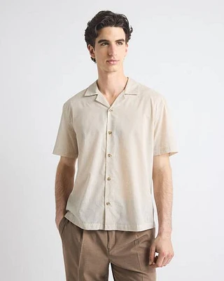 Short-Sleeve Shirt with Camp Collar Tonal Pattern