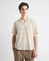 Short-Sleeve Shirt with Camp Collar Tonal Pattern