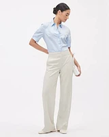 Short-Sleeve Buttoned-Down Poplin Blouse