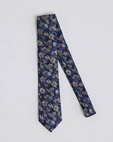Blue Regular Tie with Floral Pattern