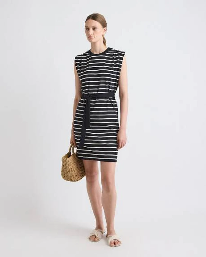 Robe à Manches Très Courtes avec Ceinture Amovible