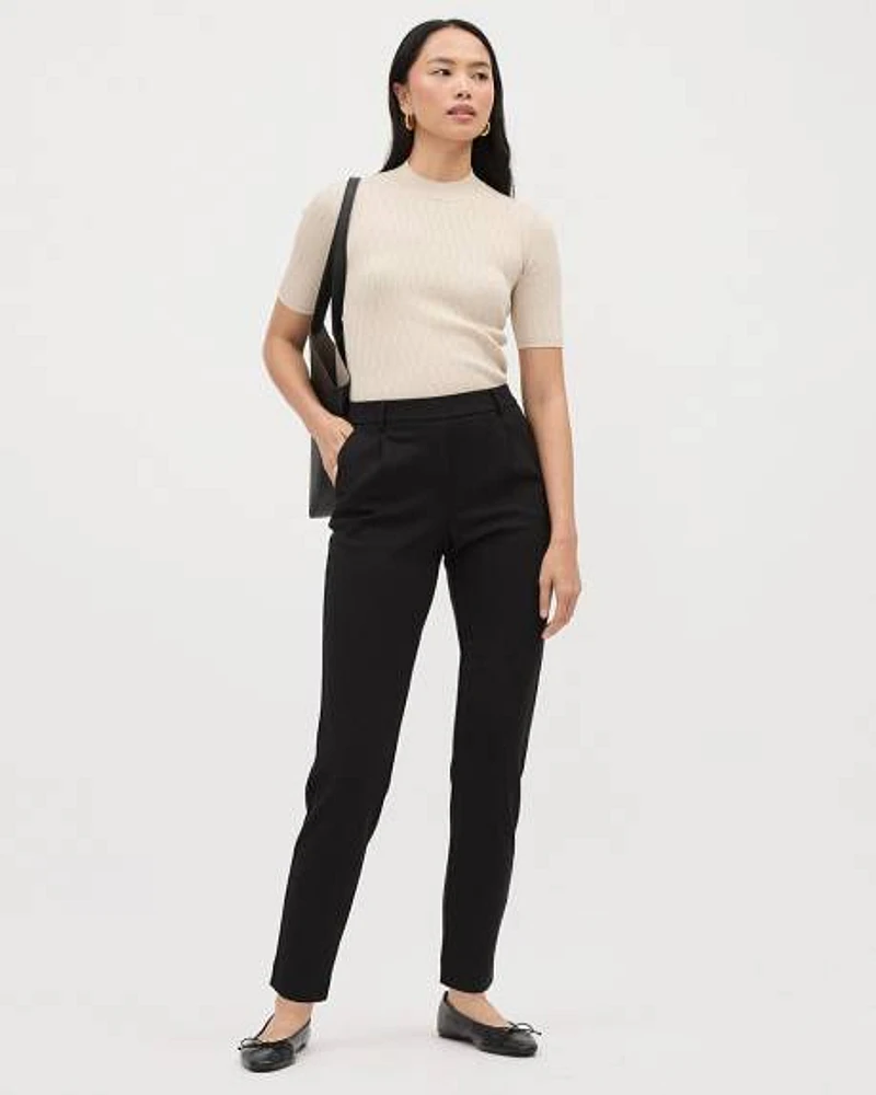 Black Mid-Rise Tapered-Leg Pant