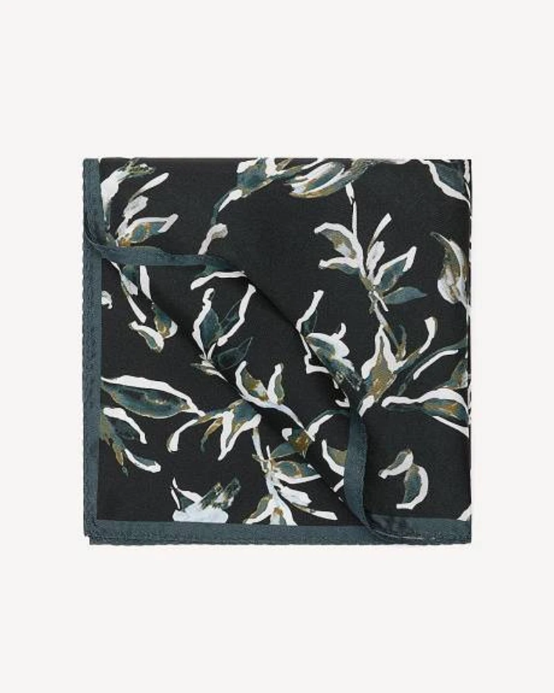 Black Handkerchief with Foliage Pattern