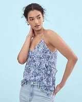 Sleeveless Blouse with Floral Pattern