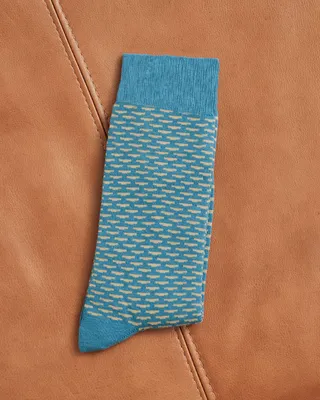 Blue and Yellow Micro Print Socks