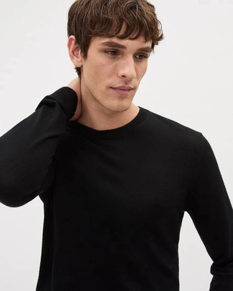 Long-Sleeve Merino-Wool Crewneck Sweater