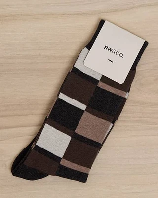 Socks with Square Geometric Pattern