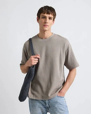 Oversized Short-Sleeve Crew-Neck Ribbed Tee