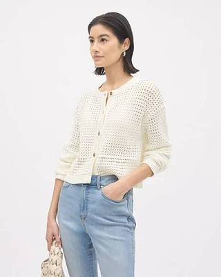 Cardigan Classique en Mailles Crochetées à Manches Longues