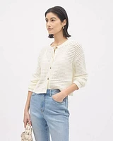 Long-Sleeve Classic-Fit Crochet Cardigan