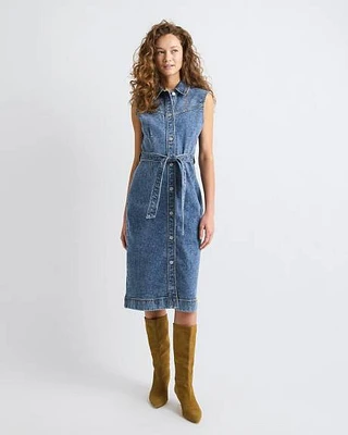 Robe Midi Sans Manches en Denim