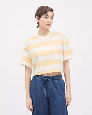 Striped Loose Short-Sleeve Crew-Neck Tee