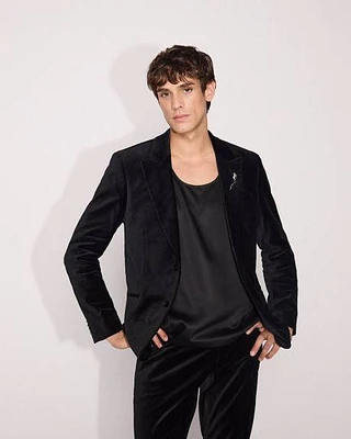 Slim-Fit Velvet Suit Blazer