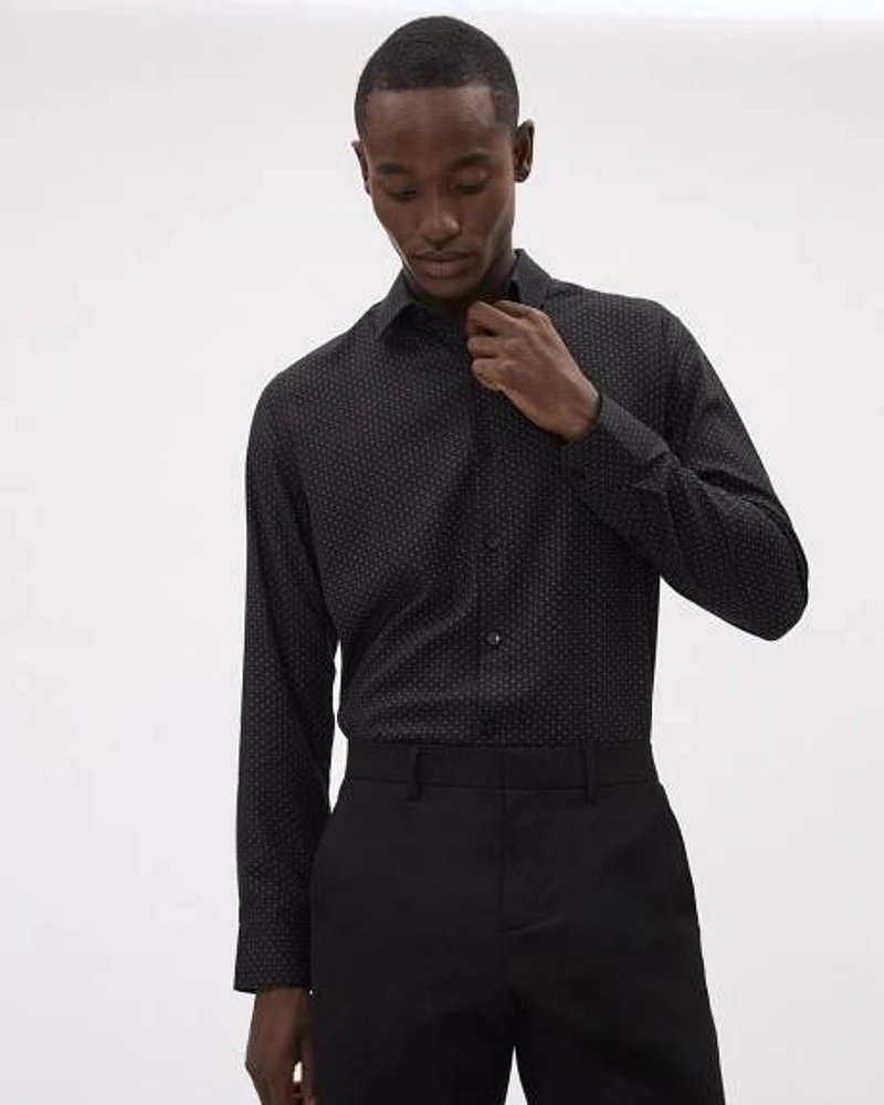 Slim-Fit Knit-Like Dress Shirt