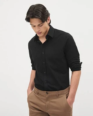 Long-Sleeve Piqué Cotton Shirt