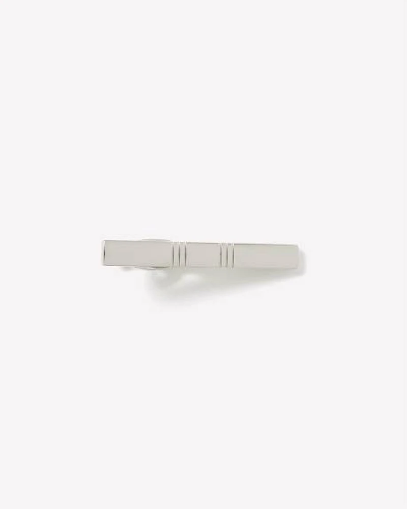 Ribbed Silver Tie Bar