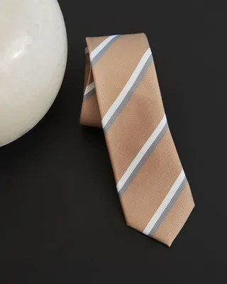 RW&Co Regular Beige Stripes Tie men
