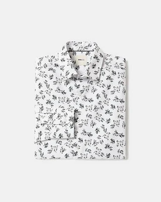 Chemise Habillée Blanche à Coupe Ajustée Motif Floral