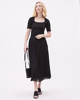 Pleated High-Rise A-Line Maxi Skirt