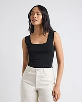 Square-Neck Fitted Textured Tank