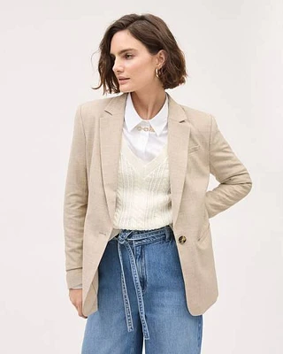 Beige One-Button Blazer