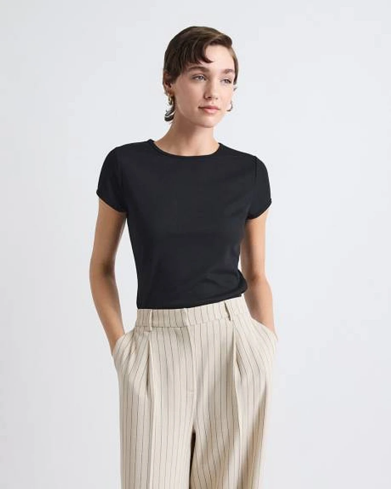 Crew-Neck Ribbed T-Shirt