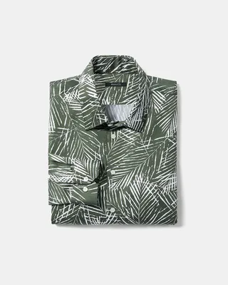 Slim Fit Shirt with Oversized Palm Leaves